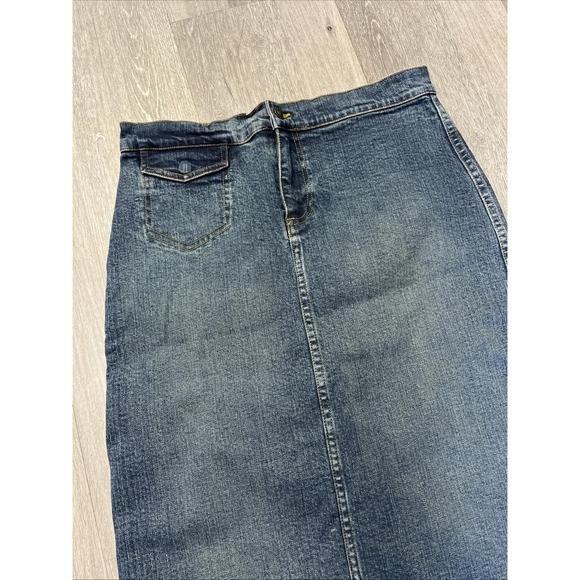 Vintage 90s Ralph Lauren Polo Jeans Co Denim Back Slit Skirt Size 8 - Picture 5 of 10